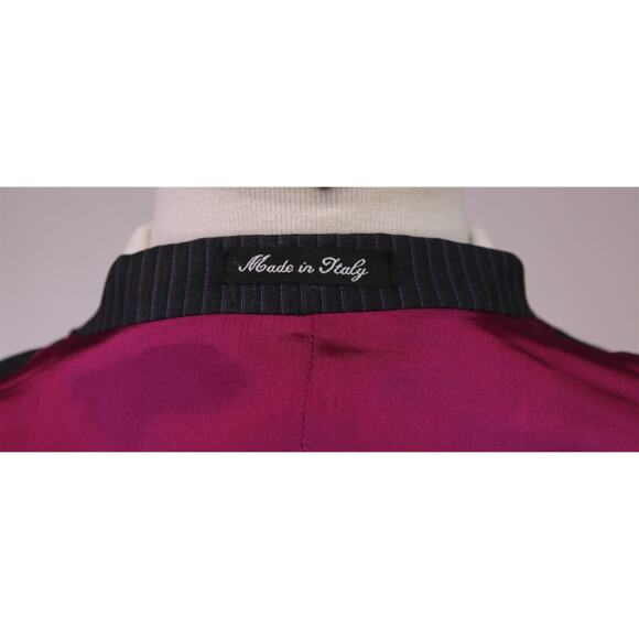 Domenico Vacca Black Purple Pink Striped 2B Wool Cashmere Suit 42L - Picture 11 of 11